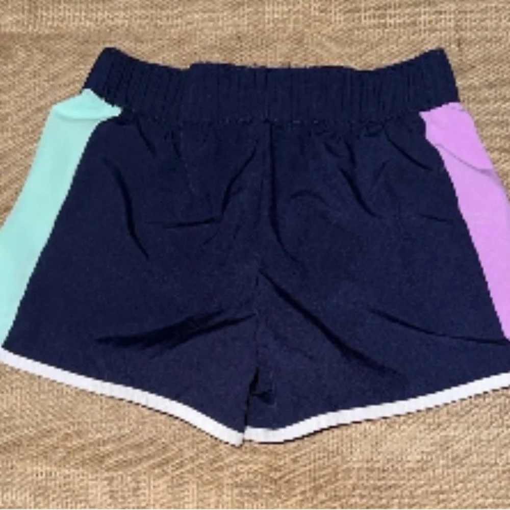 S (7/8) Justice Kids' Navy Shorts w Purple & Mint Accents
